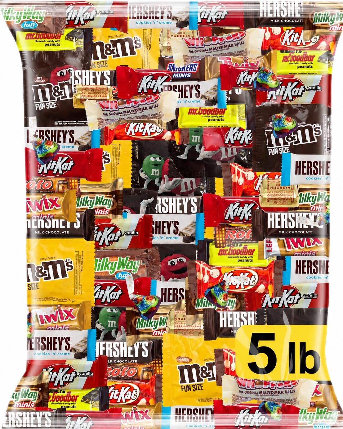 Chocolate Candy Variety Pack 5 lb - Individually Wrapped Fun Size Candy