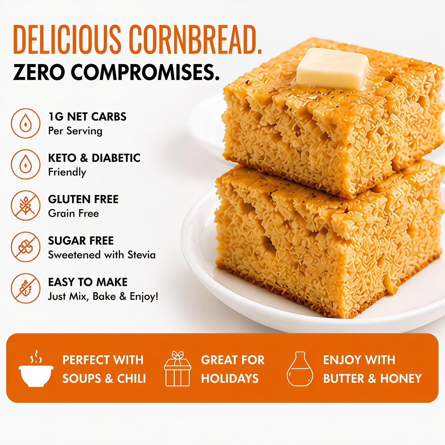 Good Dee’s Corn Bread Baking Mix - Grain Free, Sugar Free, Gluten Free, Wheat Free, and Low Carb,7.5 Oz