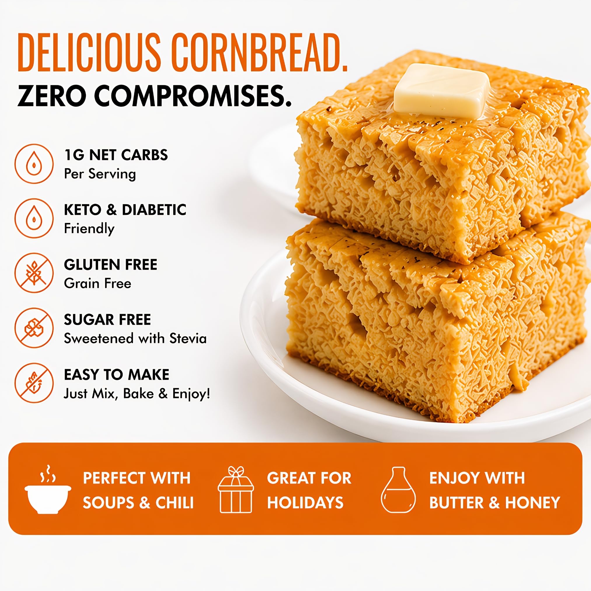 Good Dee’s Corn Bread Baking Mix - Grain Free, Sugar Free, Gluten Free, Wheat Free, and Low Carb,7.5 Oz