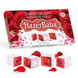 Hazer Baba Turkish Delight Candy with Rose Petals, 16oz (Pack of 1), Gourmet Snack Box, Traditional, Vegan Snack, Turkish Lokum, Unique Sweets