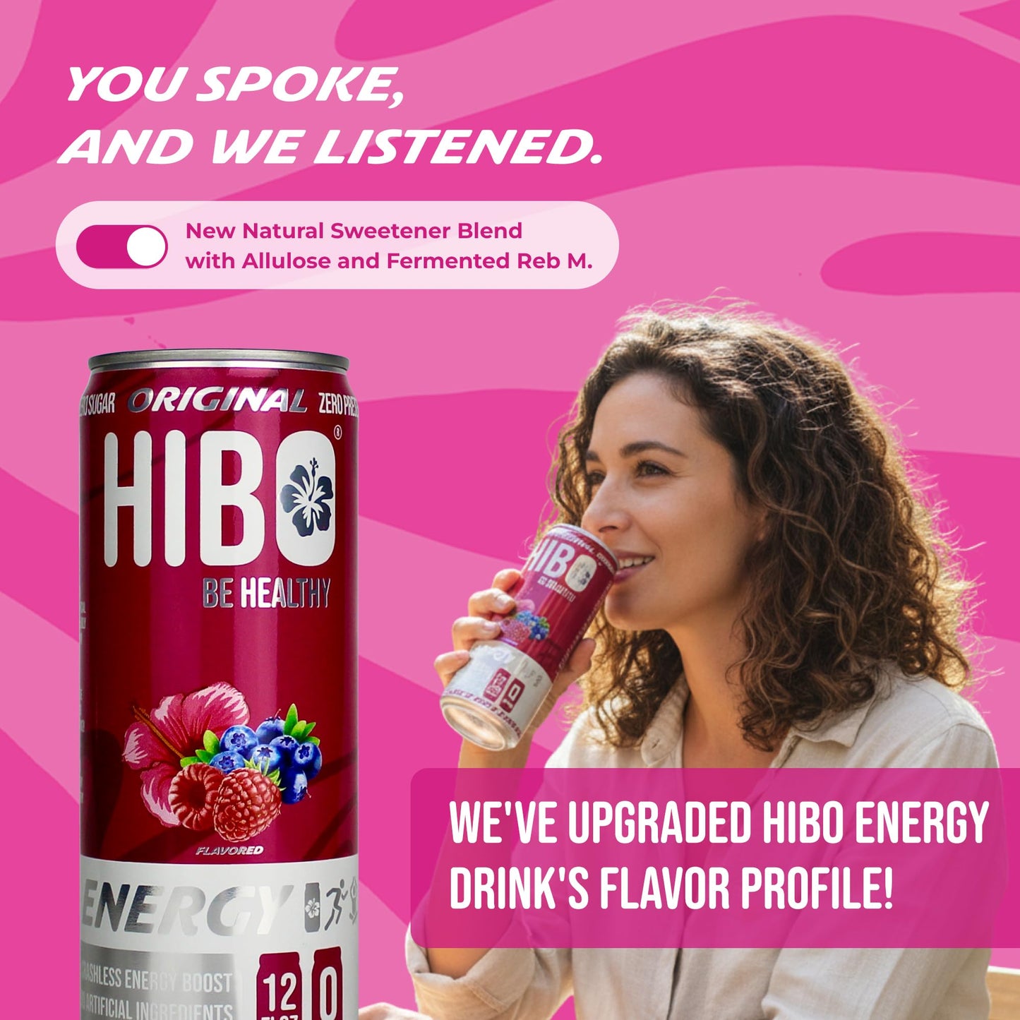 HIBO Healthy Energy Drinks Sugar Free - Gluten-Free & Gut-Friendly Prebiotic Fiber w/140mg Caffeine & 60mg Green Coffee Extract, Electrolytes