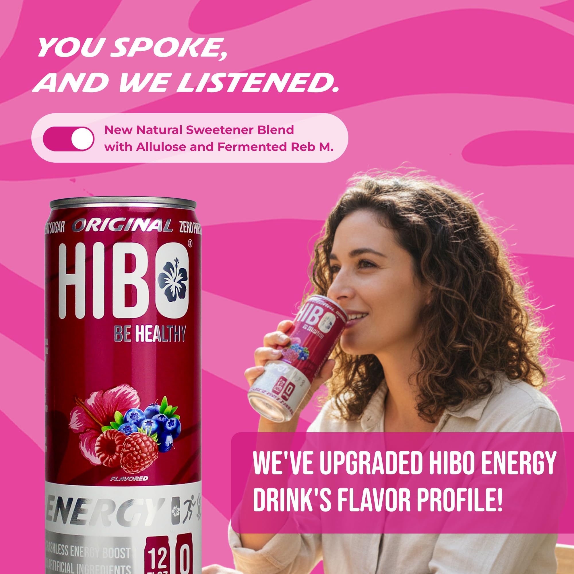 HIBO Healthy Energy Drinks Sugar Free - Gluten-Free & Gut-Friendly Prebiotic Fiber w/140mg Caffeine & 60mg Green Coffee Extract, Electrolytes
