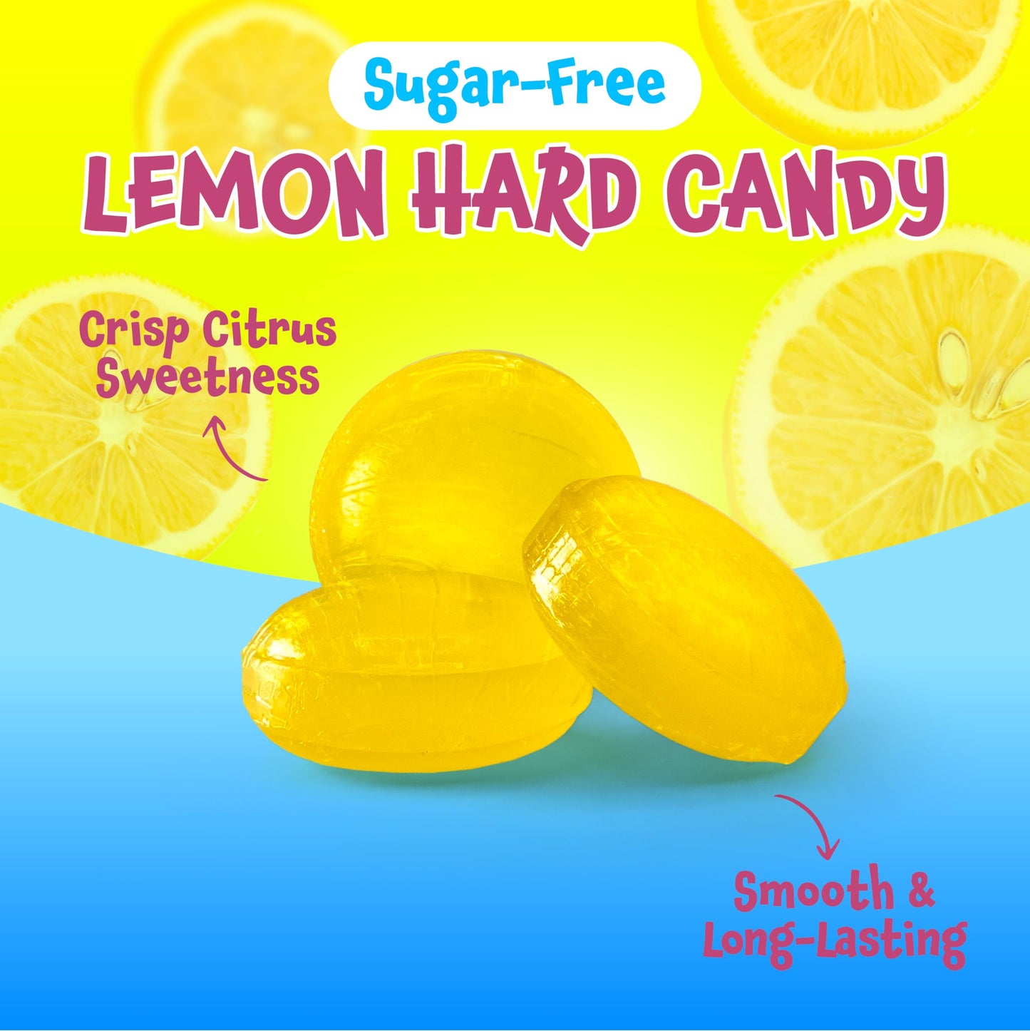 Sugar Free Lemon Drops - 1 Pound Pack - Sugar Free Hard Candy - Lemon Candy for Office, Snacking & Gifting - Individually Wrapped Sugarless Citrus