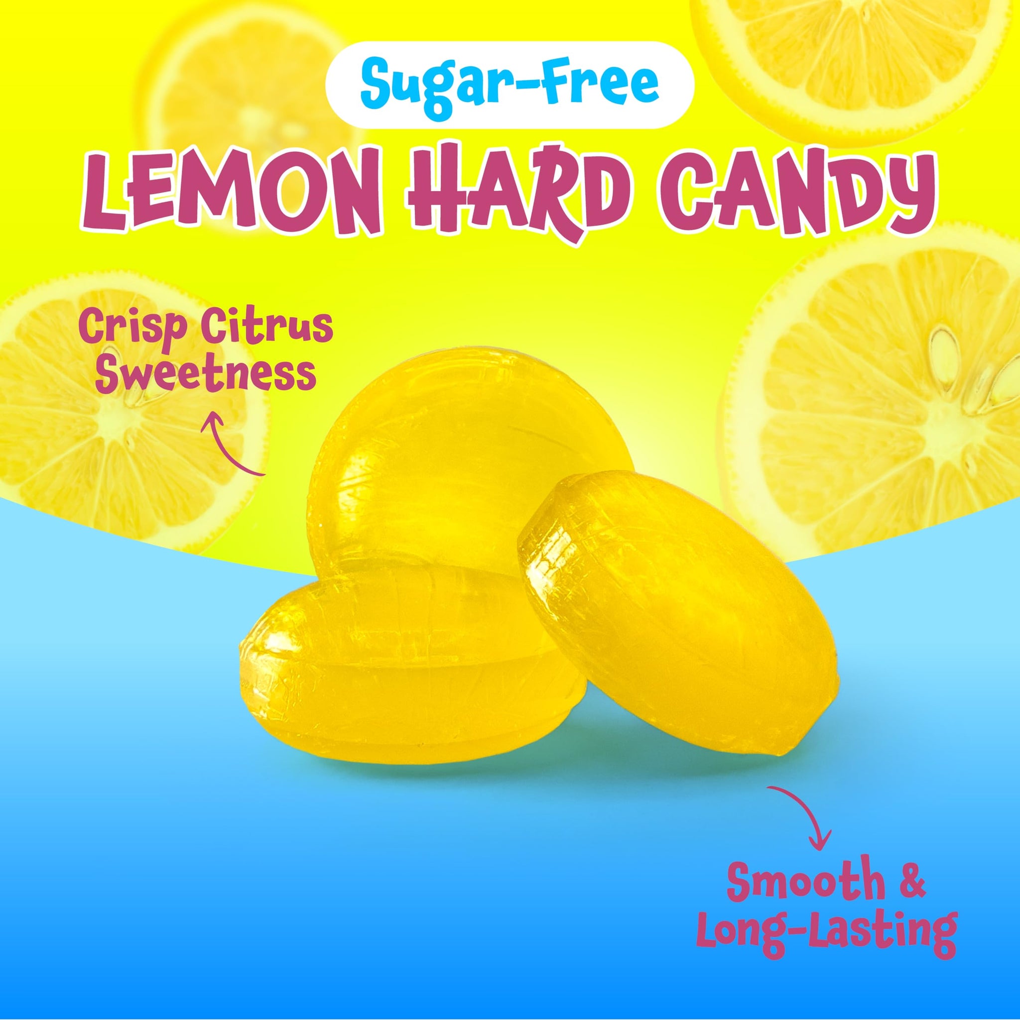 Sugar Free Lemon Drops - 1 Pound Pack - Sugar Free Hard Candy - Lemon Candy for Office, Snacking & Gifting - Individually Wrapped Sugarless Citrus