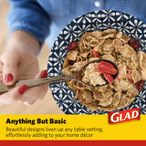 Glad Round Disposable Paper Bowls, Blue Mosaic Design - Heavy Duty, Soak-Proof, Cut-Resistant, Microwavable Paper Bowls for All Foods, Daily Use