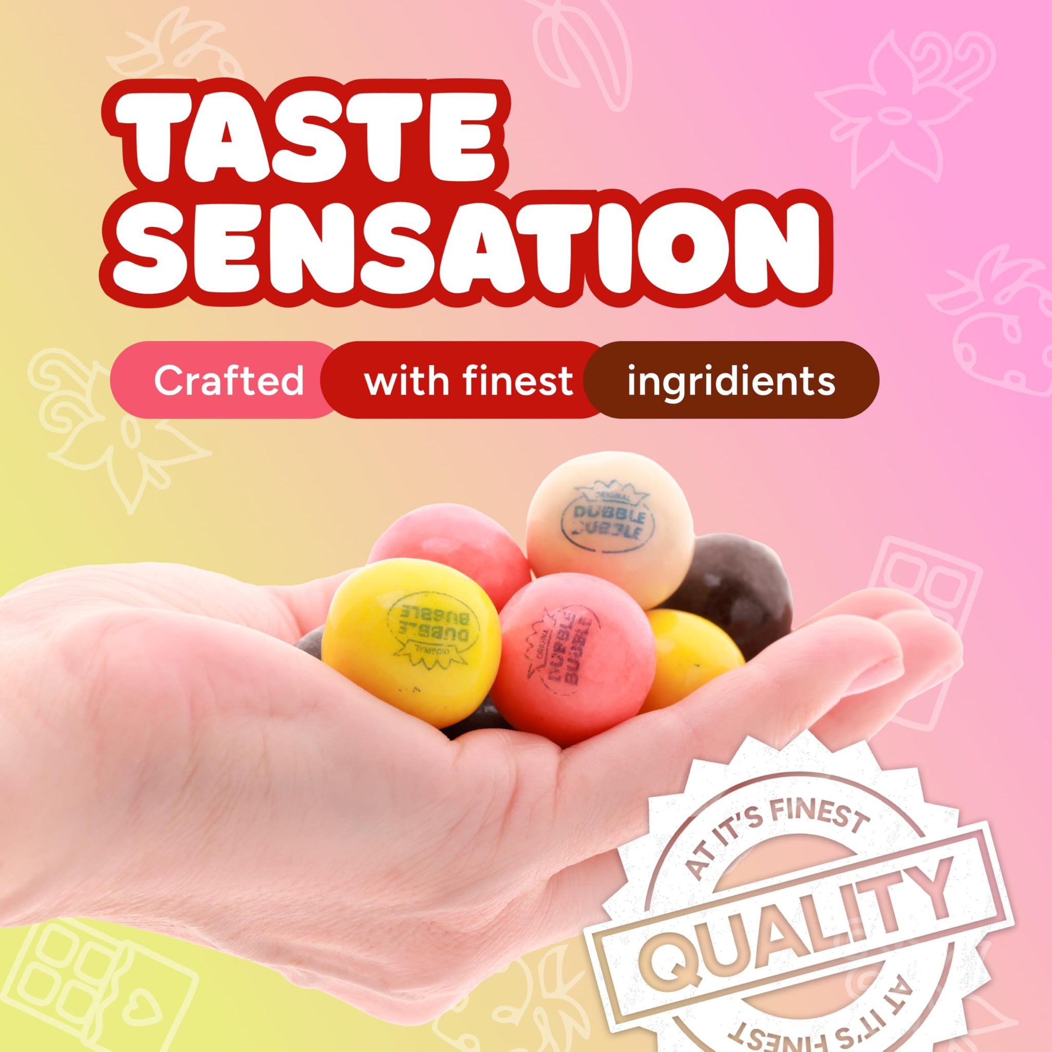 Banana Split Gumballs - 1 Inch Large Bubble Gum Balls - 1.7 LB Resealable Bag Double Bubble Chewing Gum - Vanilla Chocolate Strawberry Banana Flavors