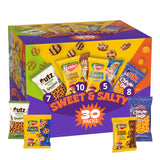 Keebler Sweet & Salty Variety Pack, 30-Count Box, Includes Keebler Chips Deluxe, Fudge Stripes, Utz mini Pretzels and Cheese Balls, 31 oz