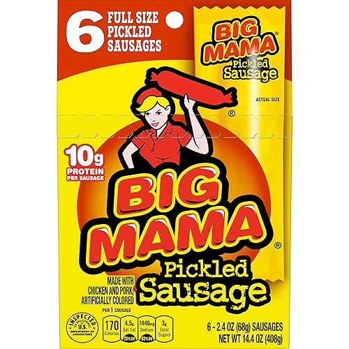 Penrose Big Mama Pickled Sausages, 2.4 Ounce, 6 Pack