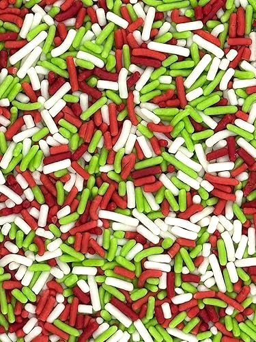 Red Green White Edible Sprinkles for Holiday Christmas Cake Decorating, Cupcakes, Cookies, Ice Cream and Donut Toppings Edible Decorating Baking
