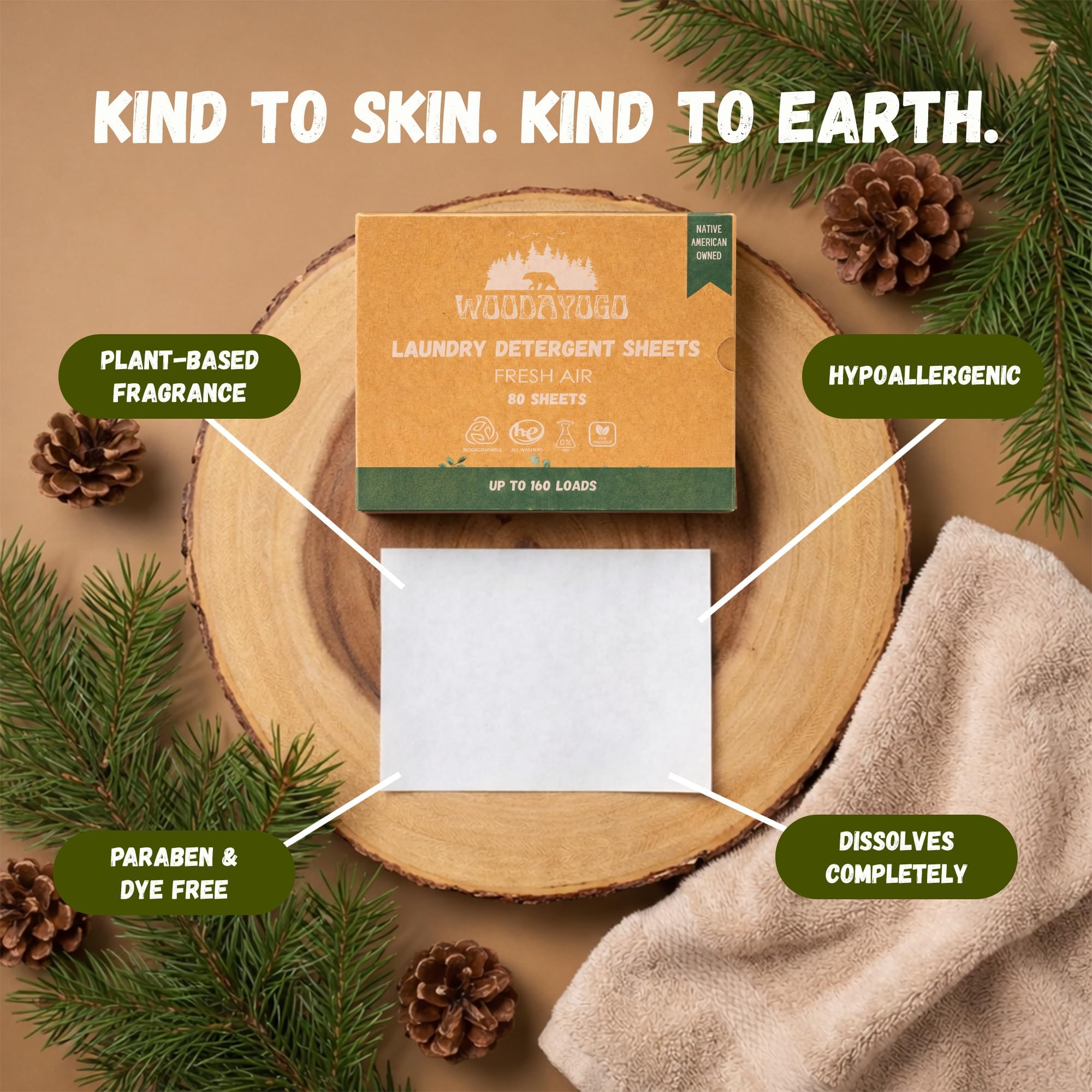 Laundry Detergent Sheets - (Up to 160 Loads, 80 Sheets) Eco-Friendly, Hypoallergenic, Plant-Based Detergent for Sensitive Skin, Recycled Packaging