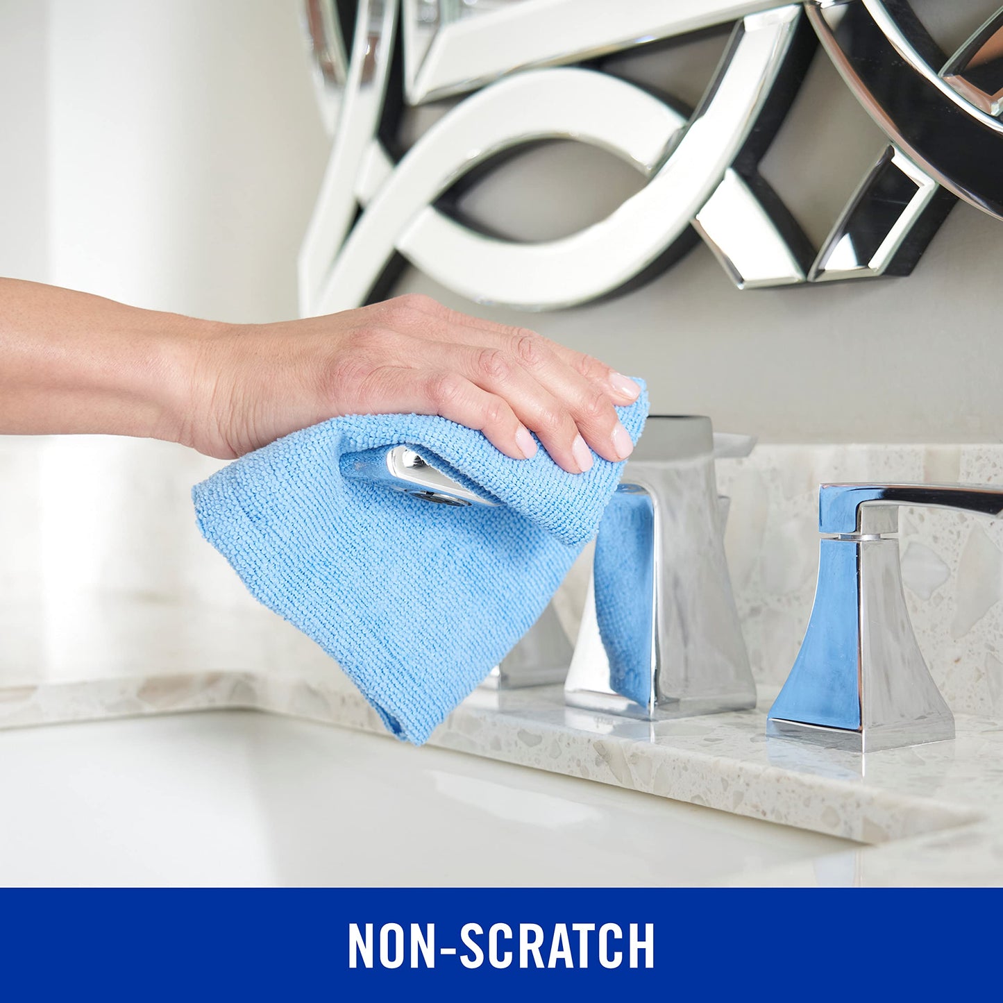 Quickie Microfiber Cleaning Cloth 14 x 14 Inches Blue Pack of 24 Washable and Reusable Ideal for Multi-Surface Indoor/Outdoor Dusting and Polishing
