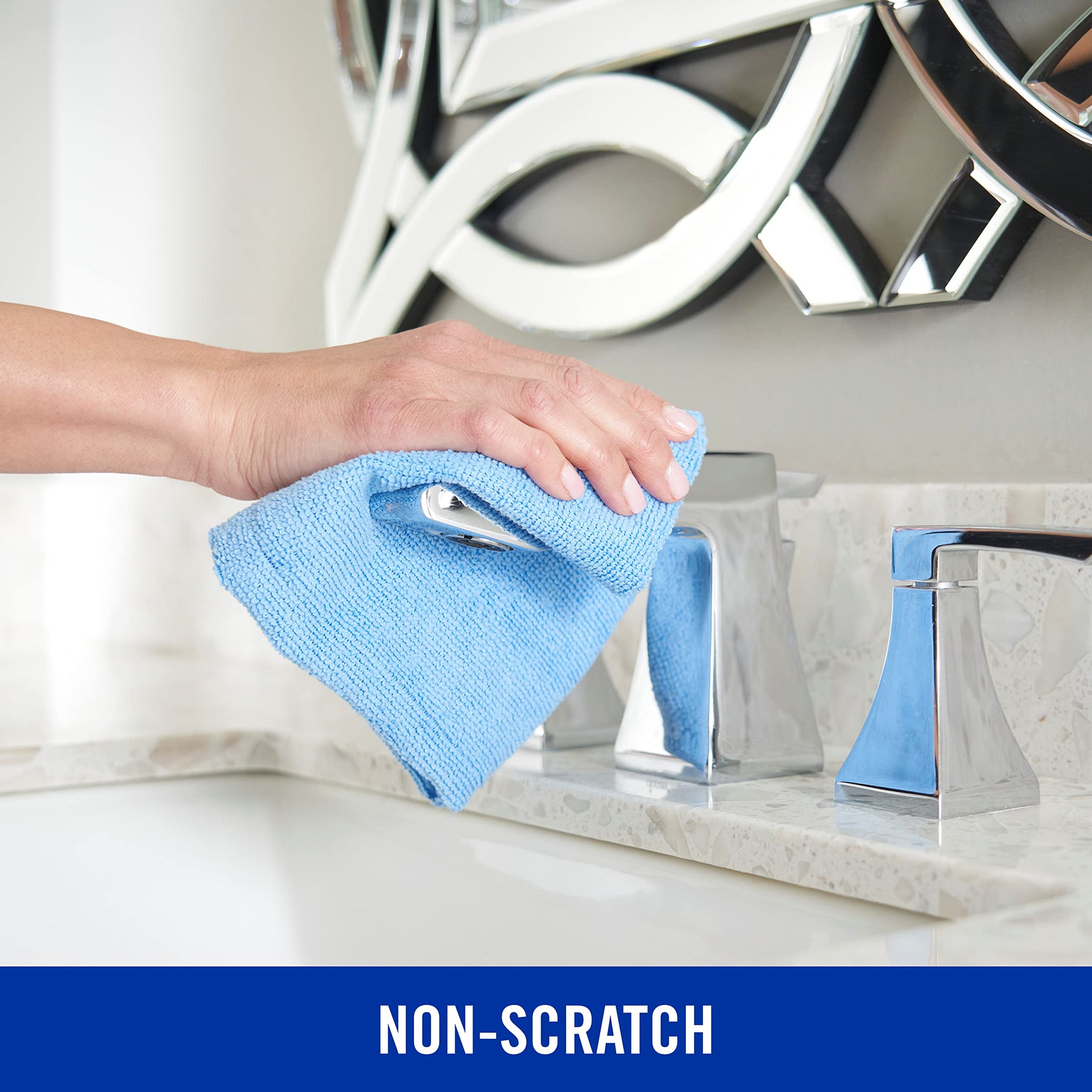 Quickie Microfiber Cleaning Cloth 14 x 14 Inches Blue Pack of 24 Washable and Reusable Ideal for Multi-Surface Indoor/Outdoor Dusting and Polishing
