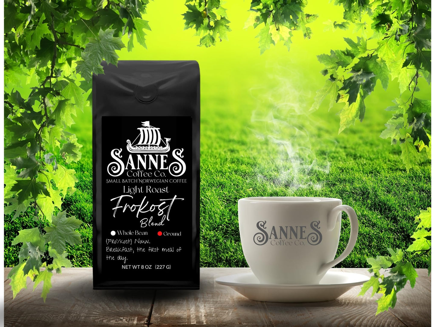 Sannes Coffee Co. Norwegian Coffee-Frokost Blend Light Roast Coffee-Smooth Never Bitter-Resealable bag (Ground, 8 oz)