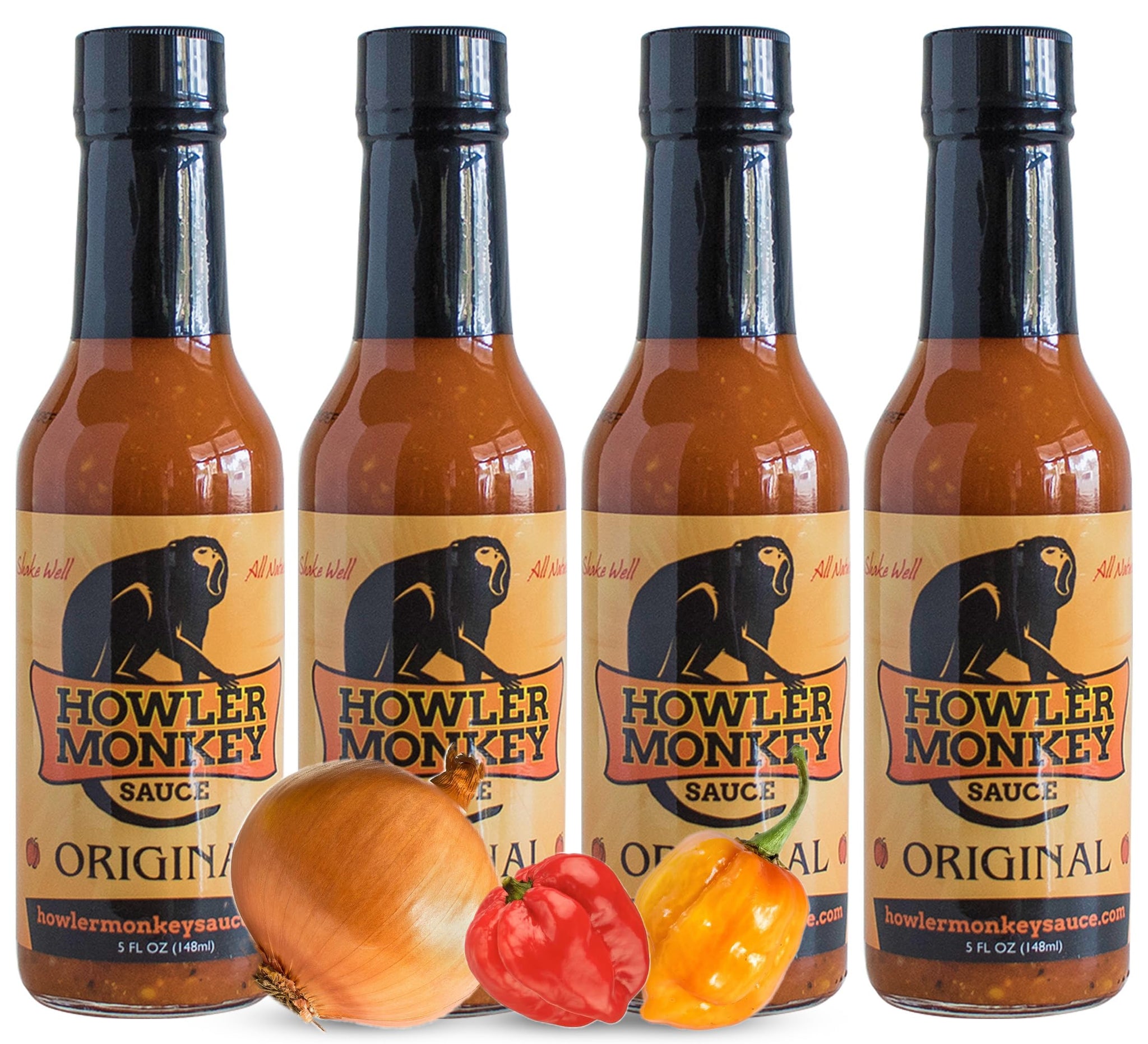 Howler Monkey Sauce - Original Panamanian Hot Sauce - 5 Fl Oz (Pack of 4)