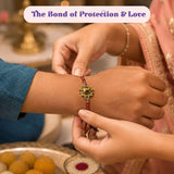 LoveNspire Designer Rakhi Gift Hamper for Brother & Bhabhi (2 Pcs) - Handmade Raksha Bandhan Bracelets with Chocolates & Roli Chawal for Good Luck