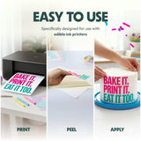 Edible Frosting Sheets Icing Paper - 8.5" x 11" - 25 Sheets - Made in USA - Easy Peel, Smooth Finish - For Cakes, Cookies & Cupcakes