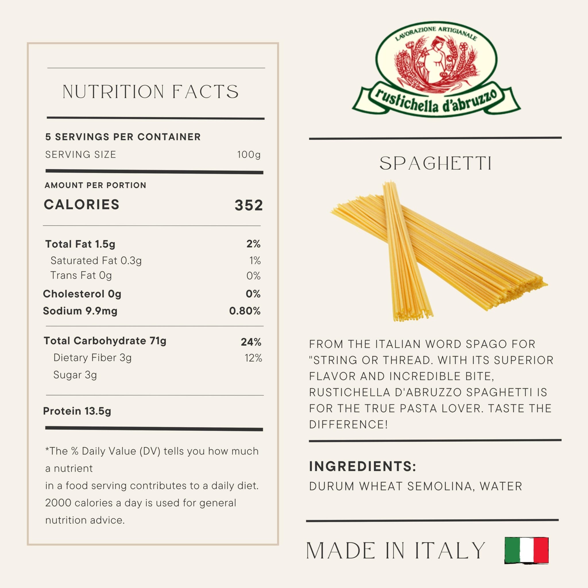 Rustichella D'Abruzzo, Spaghetti, 500g (Pack of 2)