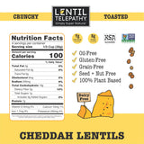 Lentil Telepathy Cheddah Crunchy Whole Lentil Snack, Vegan Cheddar Flavor, OIL FREE, Never Fried, Plant Based, Gluten Free, 4 oz