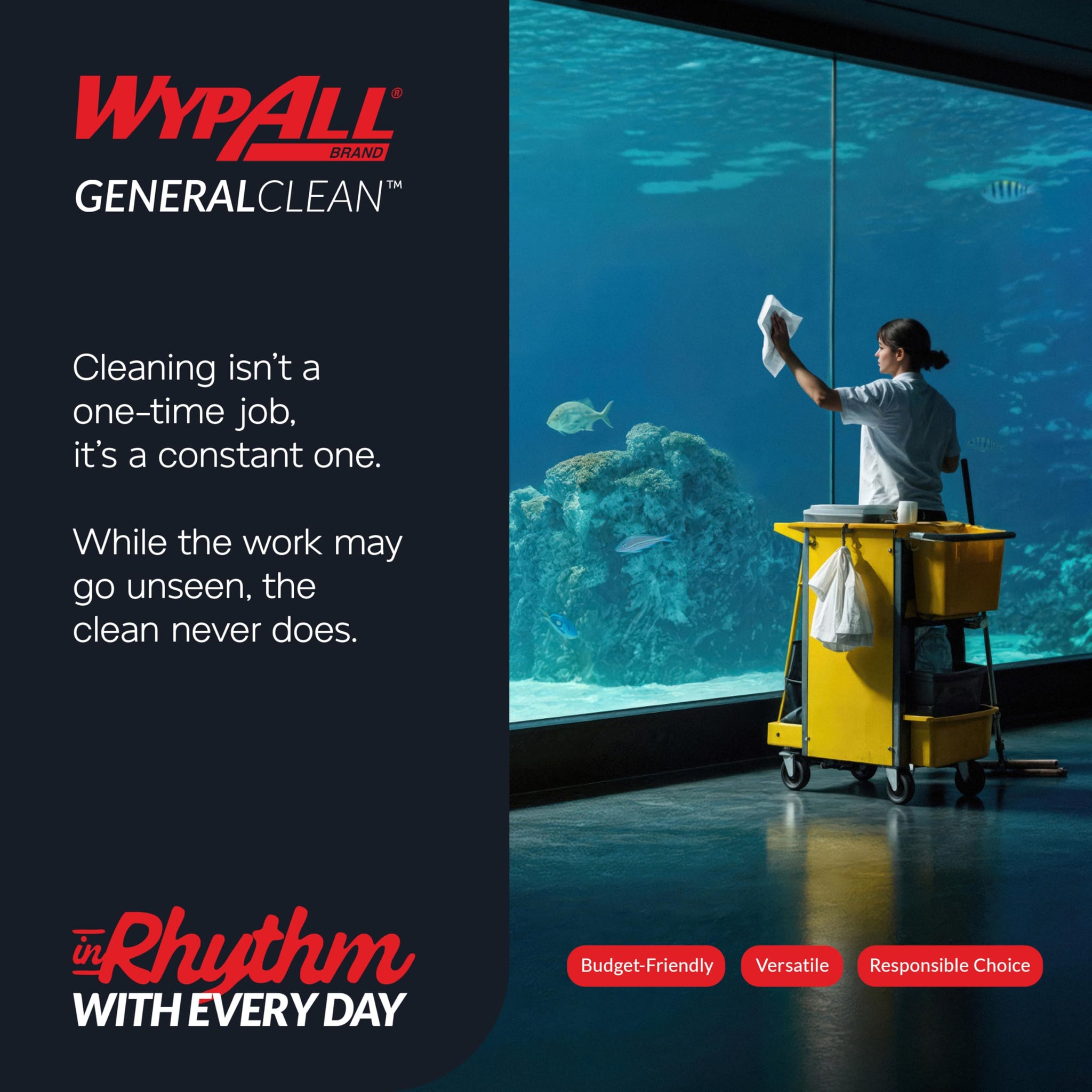 WypAll GeneralClean X60 Cloths Multi-Task Cleaning Wipes, Jumbo (34965), Strong and Absorbent Towels, Blue (1 Roll of 1,100 Sheets, 1,100 Sheet Total)