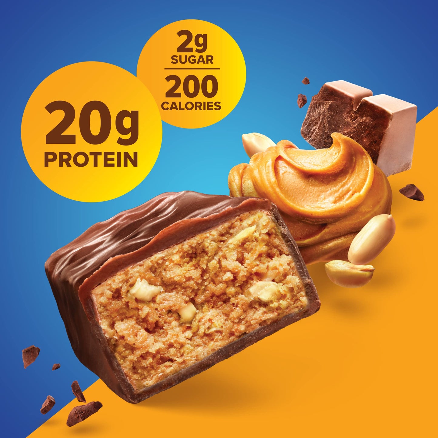 Pure Protein Chocolate Peanut Butter Protein Bars - 20g Protein, 3g Sugar, 190 Calories (12 count) Low Sugar* High Protein Snack - Gluten Free