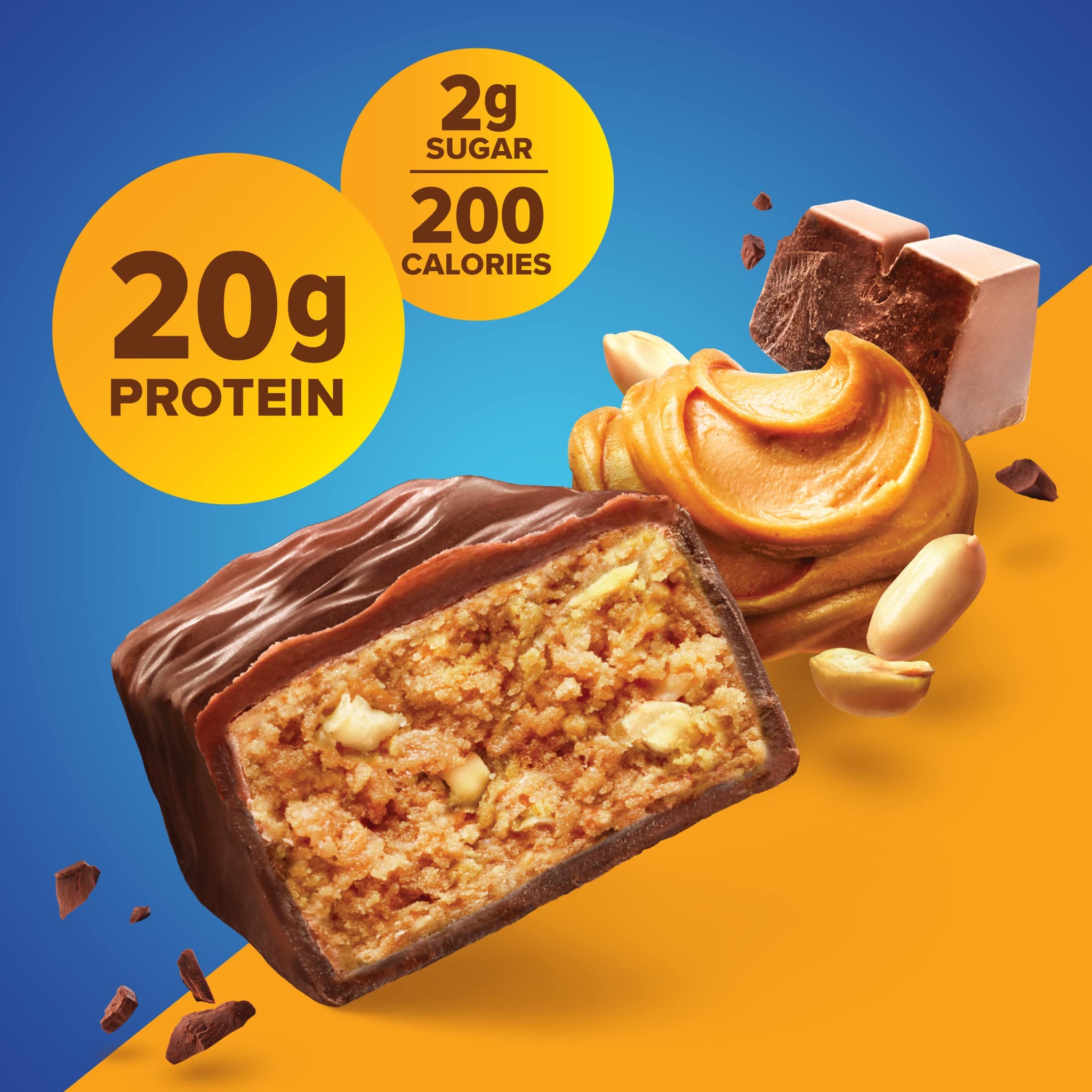 Pure Protein Chocolate Peanut Butter Protein Bars - 20g Protein, 3g Sugar, 190 Calories (12 count) Low Sugar* High Protein Snack - Gluten Free