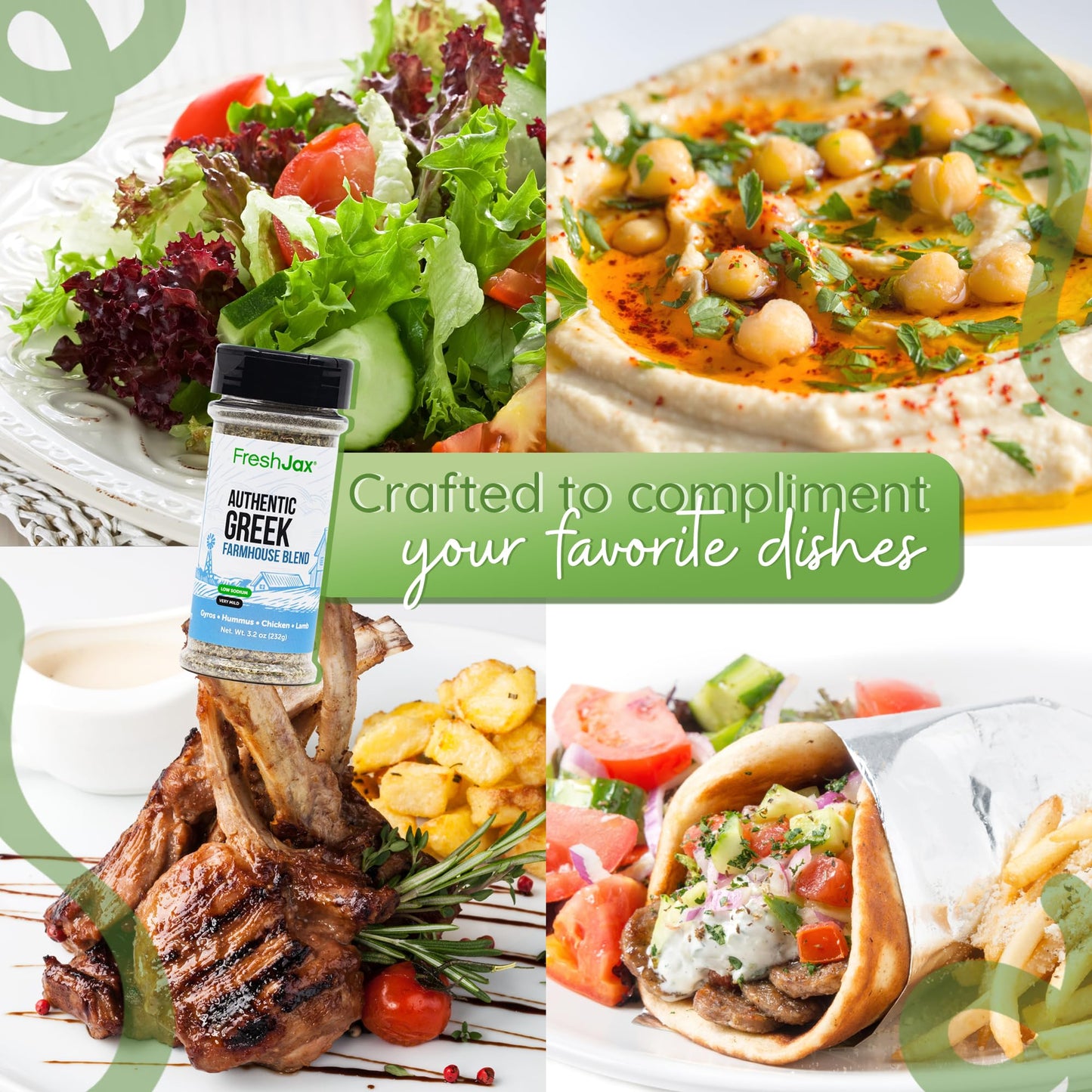 FreshJax Authentic Greek Seasoning - 3.2oz | Mediterranean Herb Blend for Chicken, Lamb, Seafood, Gyros, Veggies | Perfect for Grilling, Roasting