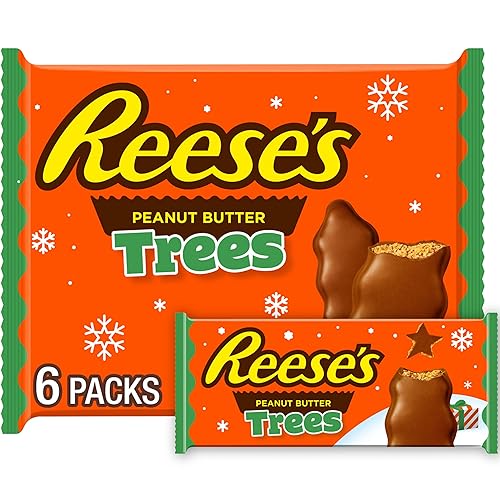 REESE'S Milk Chocolate Peanut Butter Trees, Christmas Candy Packs, 1.2 oz (6 Count)