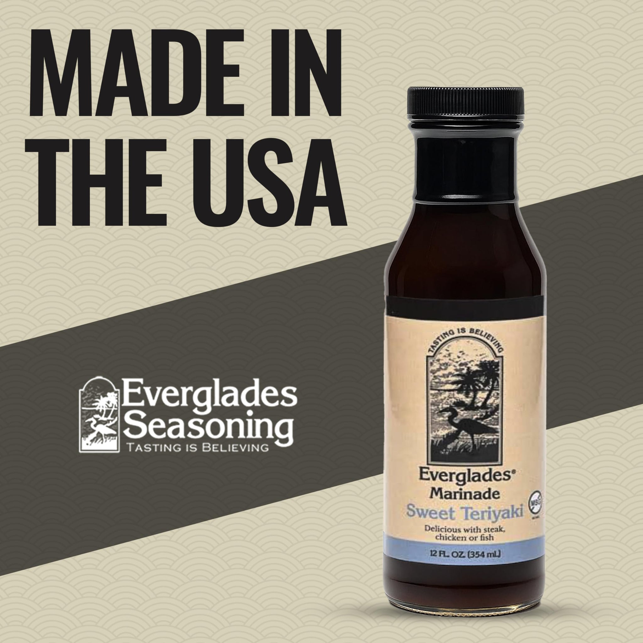 Everglades Sweet Teriyaki Marinade & Glaze - Chicken, Beef, Salmon & Stir Fry Sauce - Honey Soy Glaze with Ginger & Garlic - 12 oz