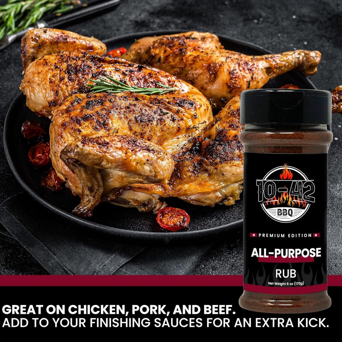 10-42 All-Purpose BBQ Rub Seasoning NO MSG, 0 Calorie | Premium Edition, All Natural Dry Meat Rubs for Chicken, Turkey, Pork, Beef, Steak, Ribs