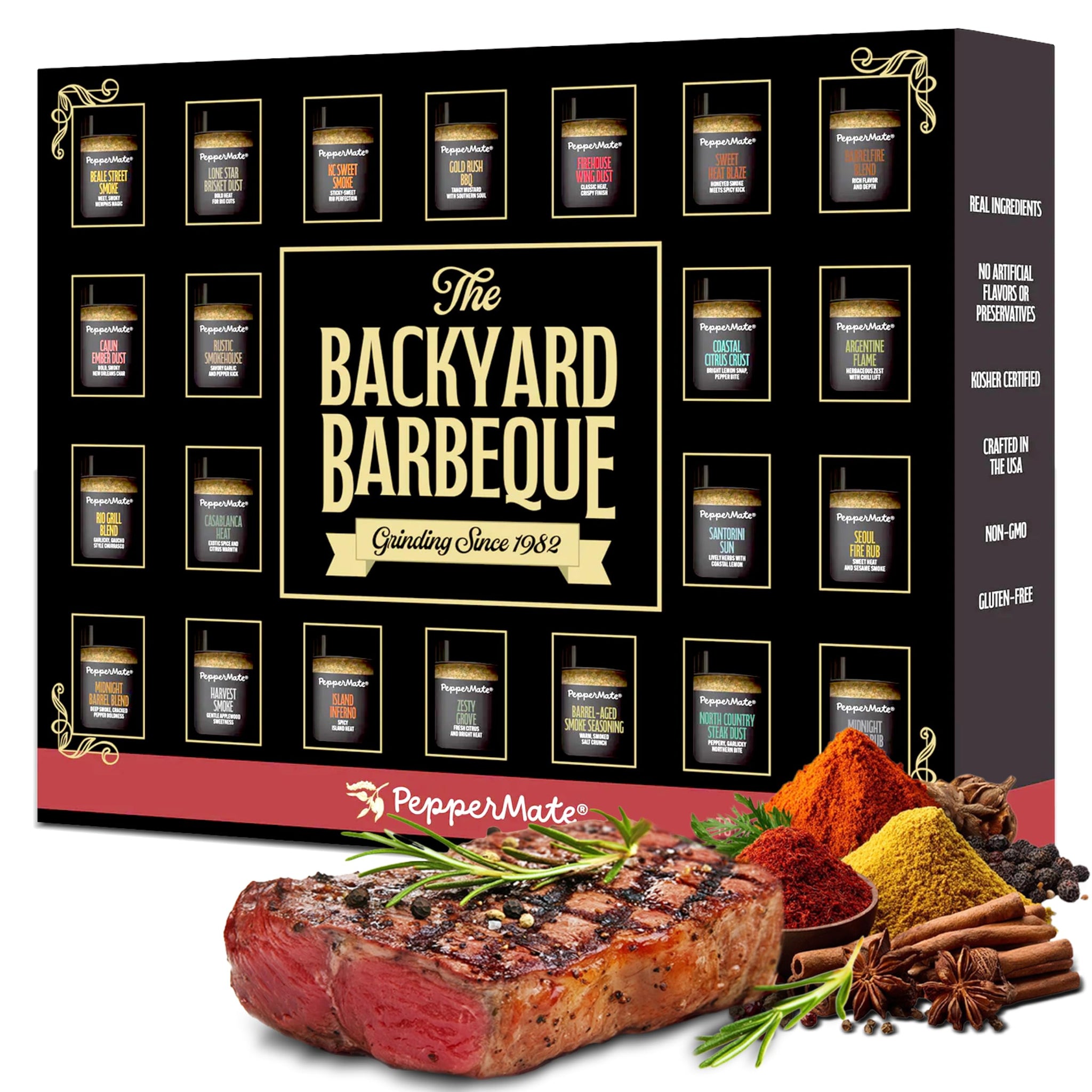 22-Spice Grilling Seasoning Gift Set for Men - All-Natural Non-GMO Rubs & Seasonings for BBQ, Steak, Chicken, Seafood - Spice Kit for Dad, Husband
