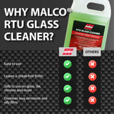 Malco Ready-To-Use Glass Cleaner - Streak-Free Removal of Dirt, Grease, Oils, & Bug Debris from Glass, Chrome, Tile, Stainless Steel, Vinyl