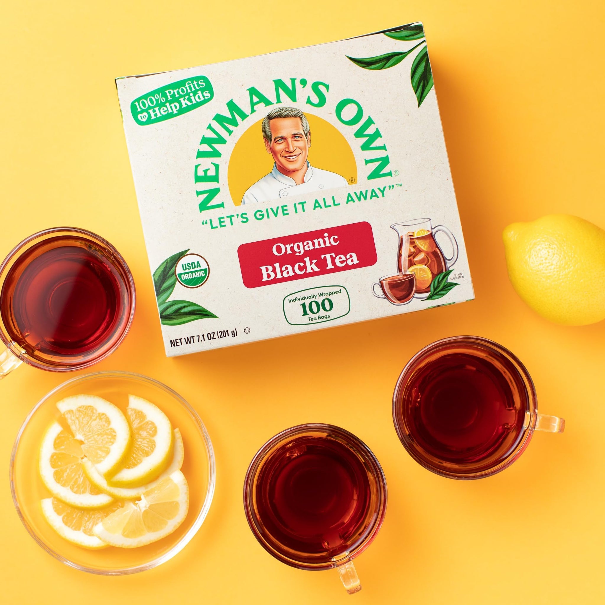 Newman’s Own Organic Black Tea, 100 Tea Bags, Pack of 5, USDA Organic