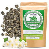Sou Zen Jasmine Dragon Pearls Tea 4oz (113g) | Premium Quality Hand-Rolled Green Tea | Raw, Non-GMO and Naturally Organic | No Preservatives