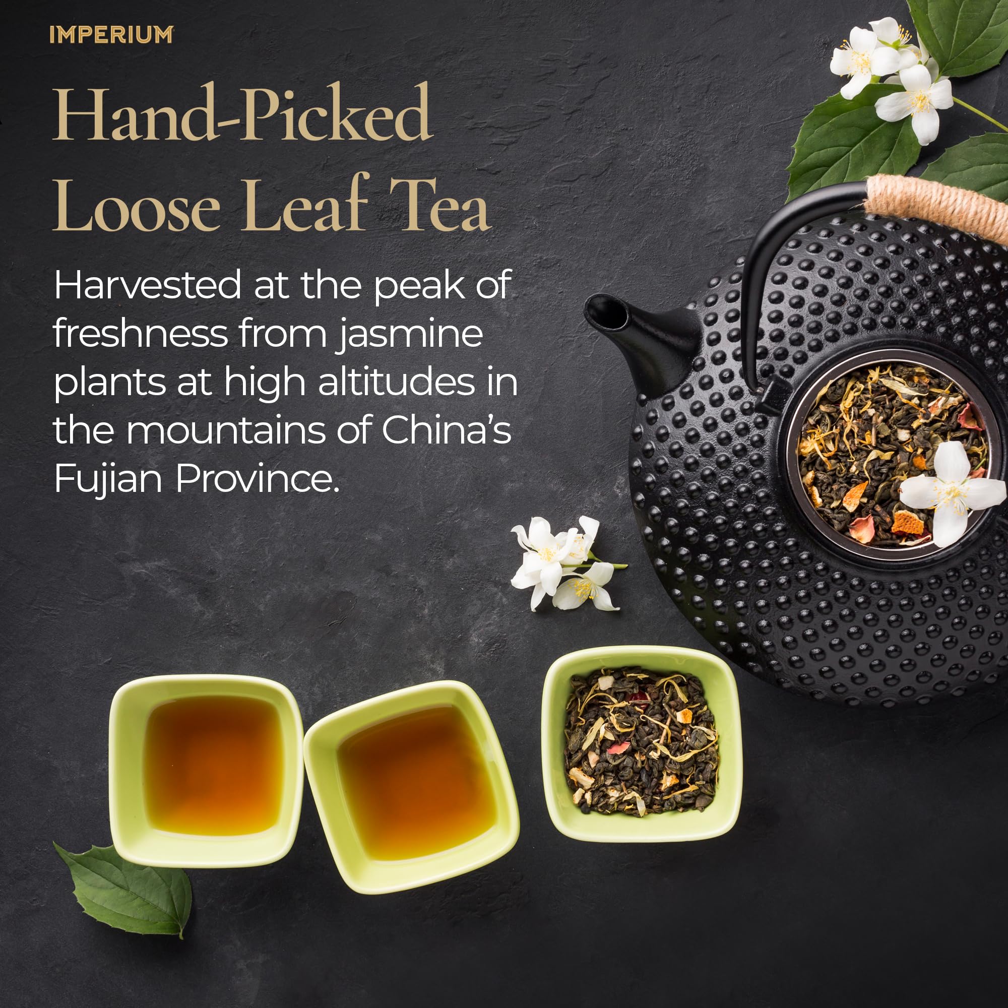 Imperium Spring Jasmine Green Tea Loose Leaf (4oz), Hand-Picked Premium Quality, Brews 100 Cups, Naturally Refreshing and Relaxation Beverage