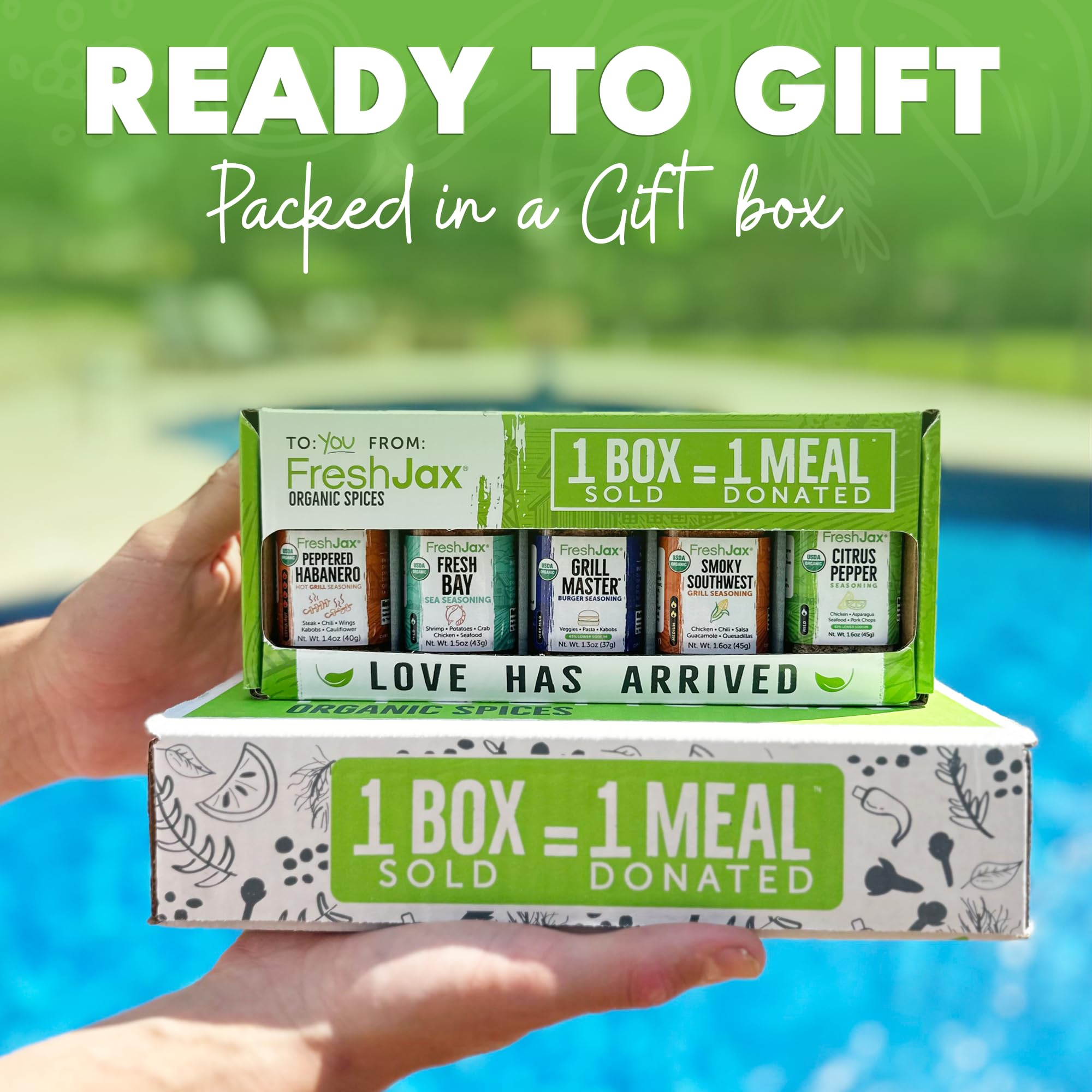 FreshJax Grill Seasoning Set with Gift Box | 5 Organic BBQ Rub Seasoning Gift Set for Healthy Grilling, Meal Prep, Balanced Cooking | No Artificial
