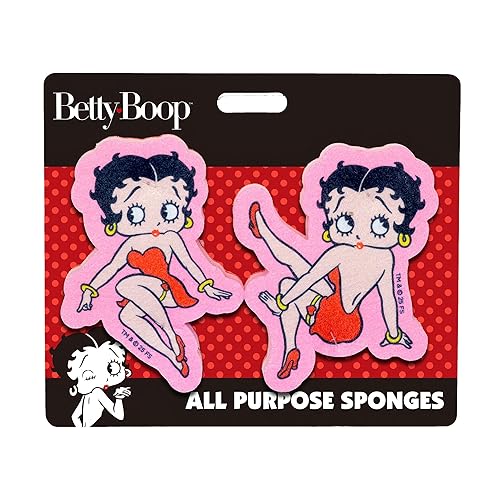 Spoontiques Betty Boop Premium Sponge Set - 2-Pack Multi-Purpose Cleaning Sponges - Dual-Sided Non-Scratch Scrub & Absorbent Wipe - Durable, Reusable