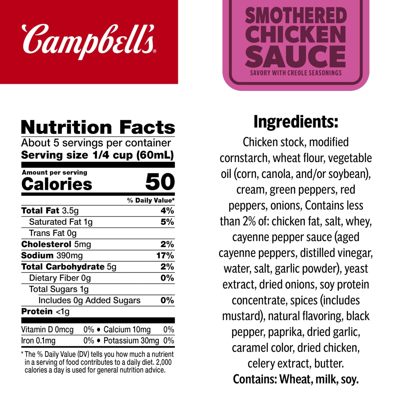 Campbell's Condensed Smothered Chicken Sauce, Savory with Creole Seasonings, 10.5 Oz Can