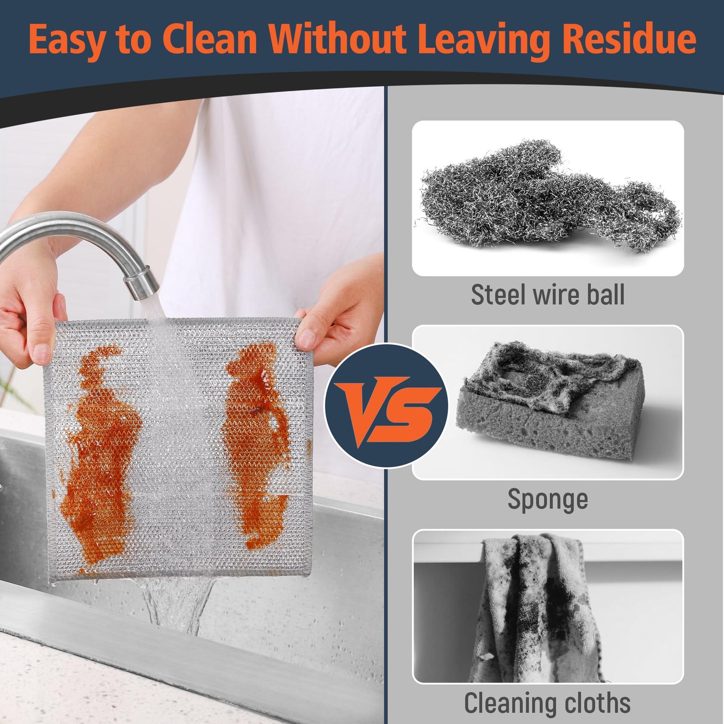 MVXMVX 3 Layers Wire Dishwashing Rag 15PCS- Non Scratch Wire Dishcloth Home Essentials-Reusable Steel Wool Scrubber Washcloths,Dish Towels for Kitchen