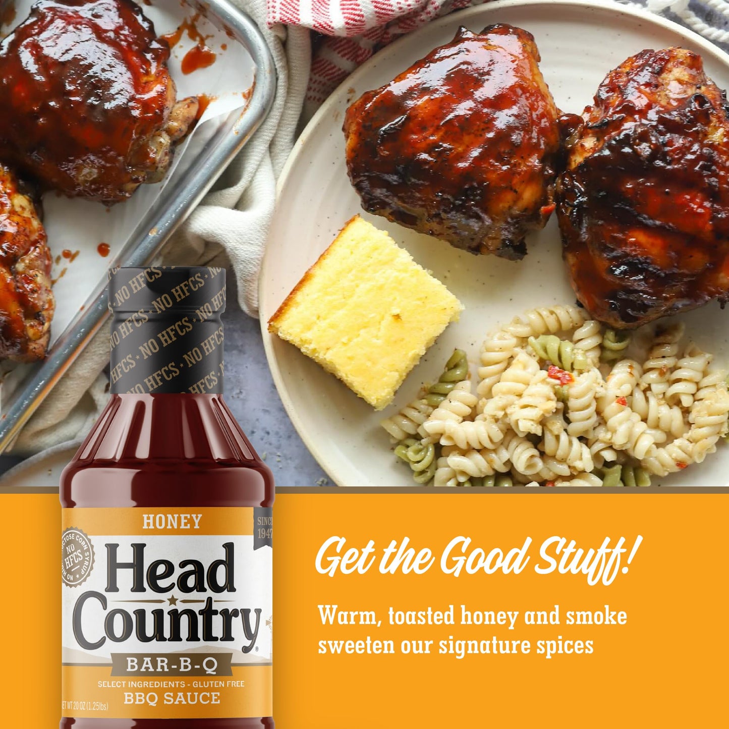 Head Country Honey BBQ Sauce | 20 oz | Sweet & Savory Barbecue Sauce