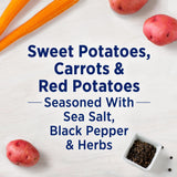 Birds Eye Oven Roasters, Seasoned Sweet Potatoes, Carrots & Red Potatoes, Convenient Roasted Veggies for Sides With Frozen Vegetables, 14 OZ Bag