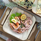 Compostable Square Palm Leaf Plates 10 Inch with Forks & Knives (50 Each) - Like Bamboo Plates, Disposable Party Plates, Biodegradable, Eco-Friendly