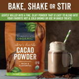 Organic Cacao Powder, Unsweetened, 1 lb (454 g) - Rich Dark Chocolate Flavor, Perfect for Baking, Smoothies & Hot Chocolate - Vegan, Keto, Paleo, Non-GMO & Gluten-Free Cocoa Powder