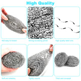 15 Pack Steel Wool Scrubber, Metal Kitchen Scrubbing Sponges, Dishwashing Scouring Pads Heavy Duty, Premium Stainless Steel Scrubbers for Cleaning