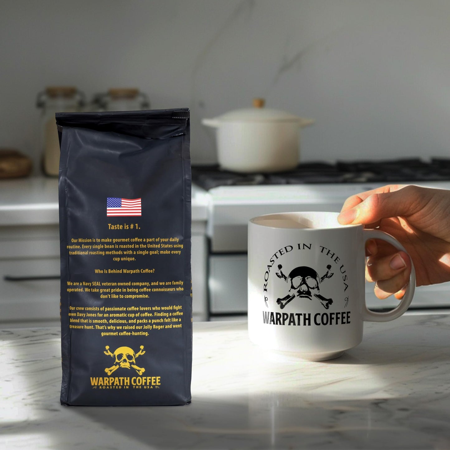 Warpath Coffee Light Roast Ground Coffee, Holiday Blend, High Caffeine, Extra Strong Roasted 100% Arabica Ground Holiday Blend Coffee, Rich Aroma