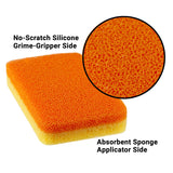 Spaange Silicone Scrubber Sponges Dual Sided: Orange Silicone No-Scratch Grime-Gripper/Yellow Absorbent Sponge 4-Pack