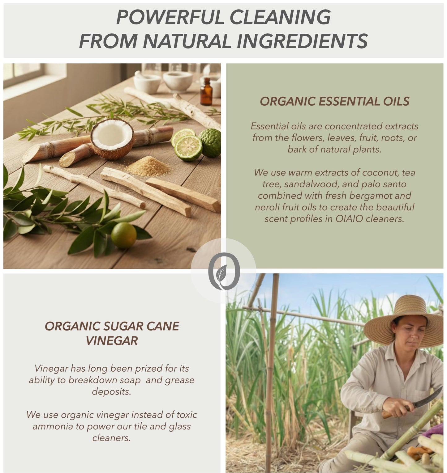 OIAIO Non-Toxic Stone & Quartz Cleaner - Natural Organic Ingredients that Truly Perform - 24oz - Light Coconut & Tea Tree Scent