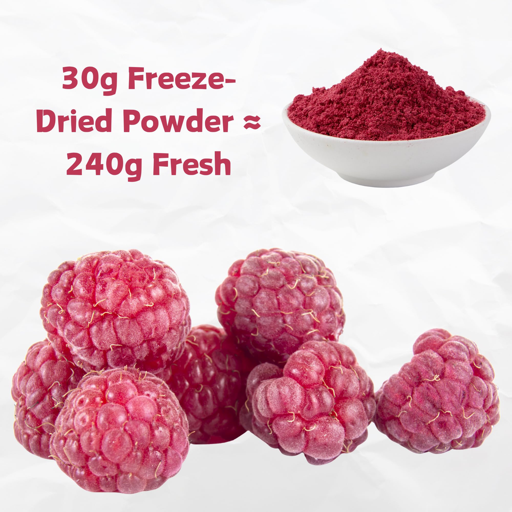NAT FLAV Freeze Dried Raspberry Powder - 100% Natural, No Added Sugar, No Additives | 7oz | Vibrant Superfood for Smoothies, Baking & Natural Coloring