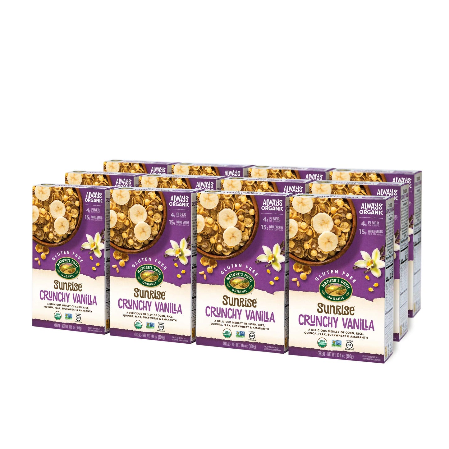 Nature's Path Organic Gluten Free Sunrise Crunchy Vanilla Cereal, 10.6 Ounce (Pack of 4), Non-GMO, 15g Whole Grains, 4g Fiber
