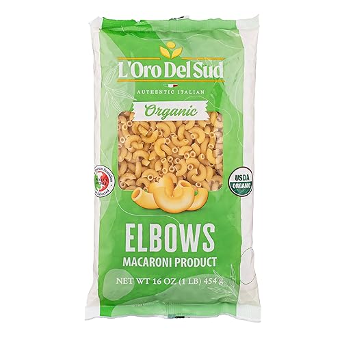 Organic Elbows Pasta, 100% Durum Wheat, Italian Pasta, Premium Quality Product of Italy (20 pack x 16 Oz) Non GMO, Vegan, Kosher Certified by L'Oro