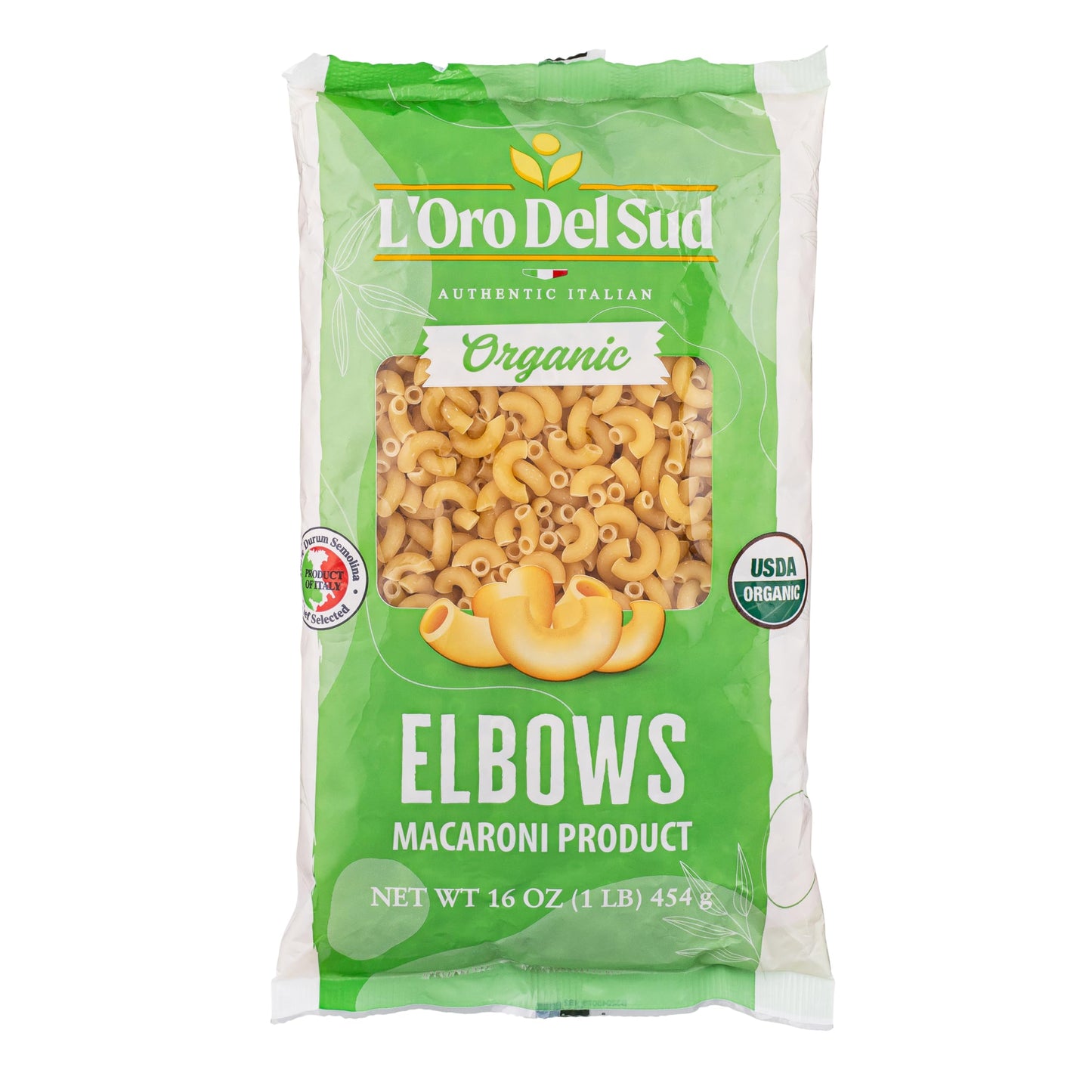 Organic Elbows Pasta, 100% Durum Wheat, Italian Pasta, Premium Quality Product of Italy (10 pack x 16 Oz) Non GMO, Vegan, Kosher Certified by L'Oro
